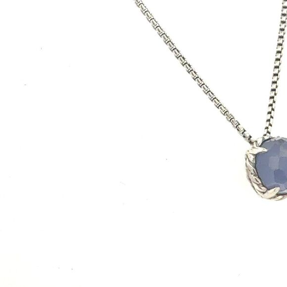 David Yurman Amethyst Pendant Necklace 17" Sterling Silver Estate DY686 - Picture 7 of 8